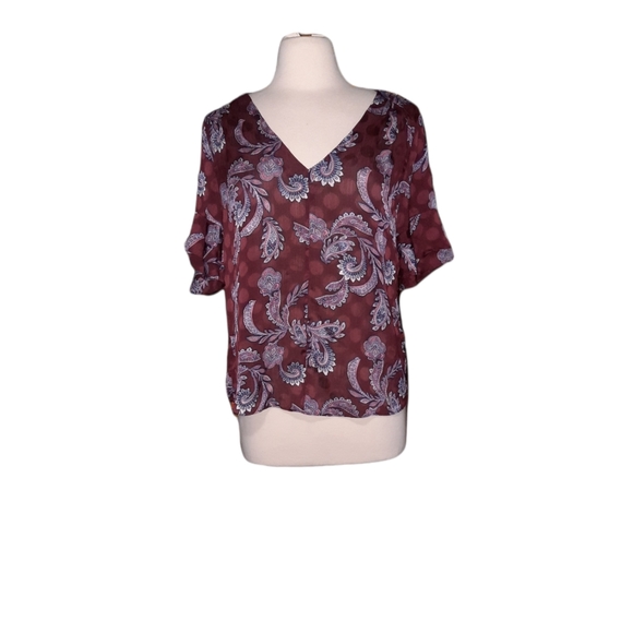Ivanka Trump M Bell Sleeve Blouse Paisley Lightweight Sheer Floral boho - Picture 1 of 5